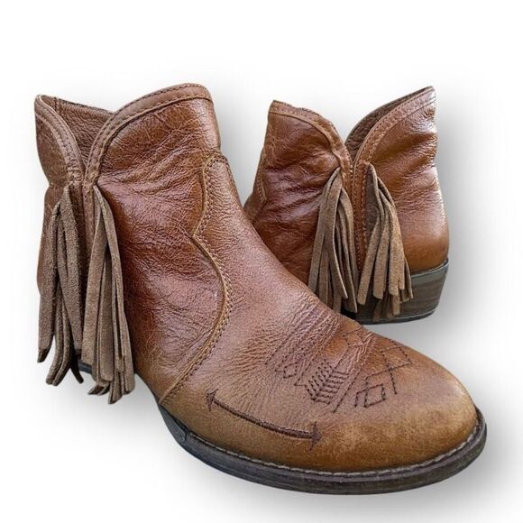 Sterling River Women's Brown Leather Fringe Ankle Cowboy Boots Size 6 - Picture 12 of 13